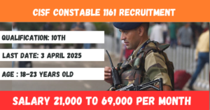 CISF Constable 1161 Recruitment