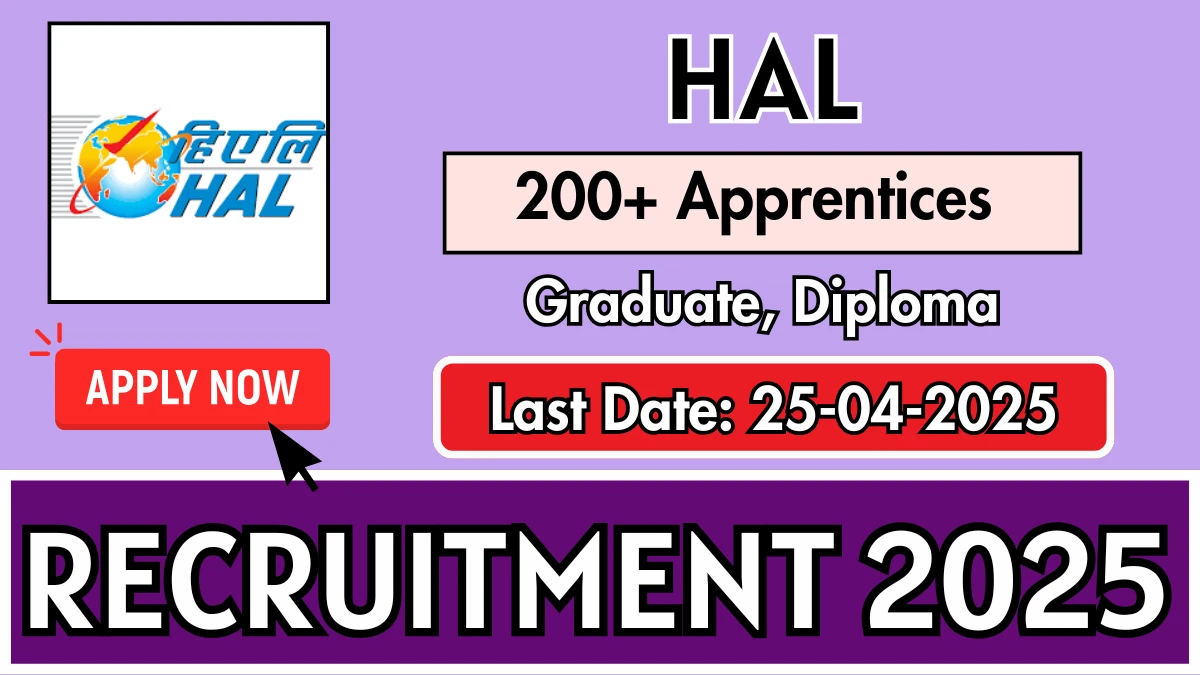 HAL Apprentice Recruitment 2025 for 208 Vacancies