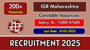 IGR Maharashtra Constable Recruitment 2025 for 284 Vacancies