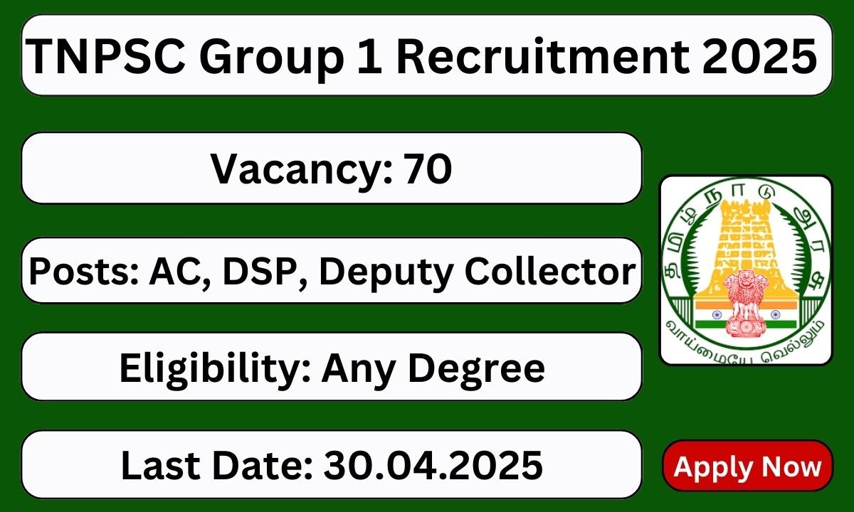 TNPSC Recruitment 2025 for 70 Vacancies