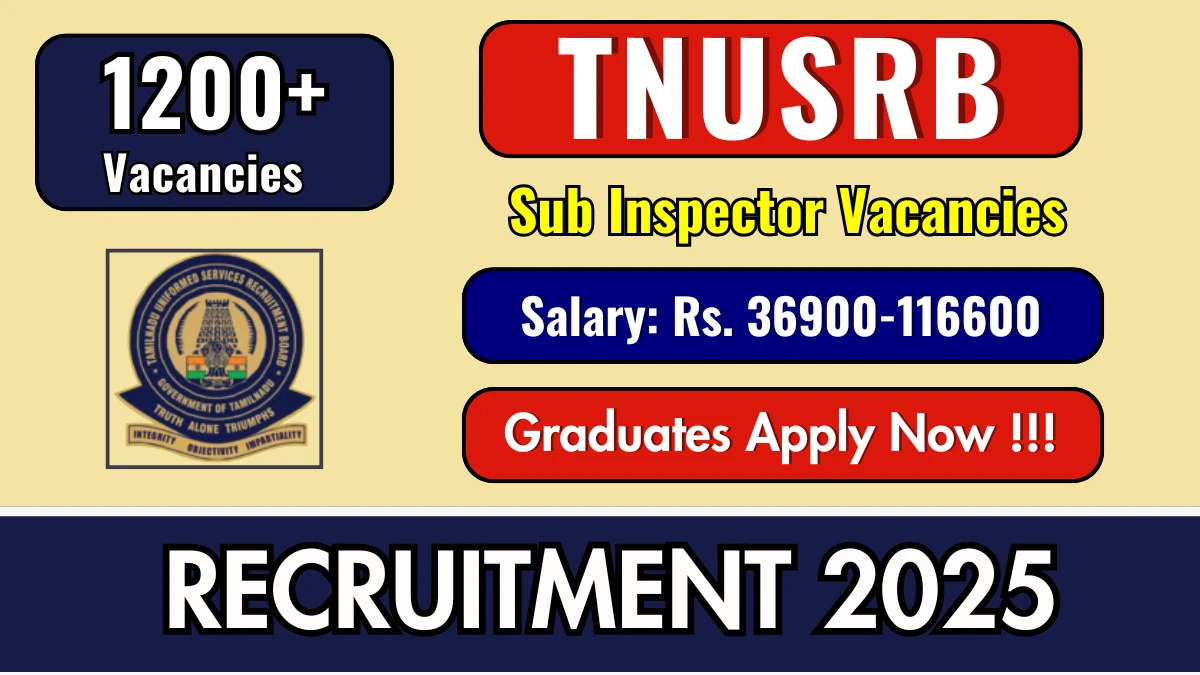 TNUSRB SI Recruitment 2025 for 1299 Vacancies